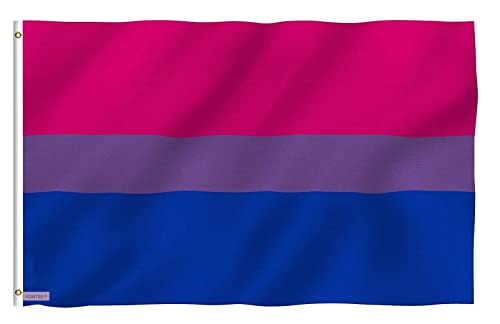 Fontee® [ Bi Flaggge ][ 90X150 cm ][ Siebdruck][ Lebendige Farbe ][ UV-lichtbeständig ][ Leinwandkopf ][ Doppelt genäht][ Dicke Messingösen ] [ Bisexual Flag ]