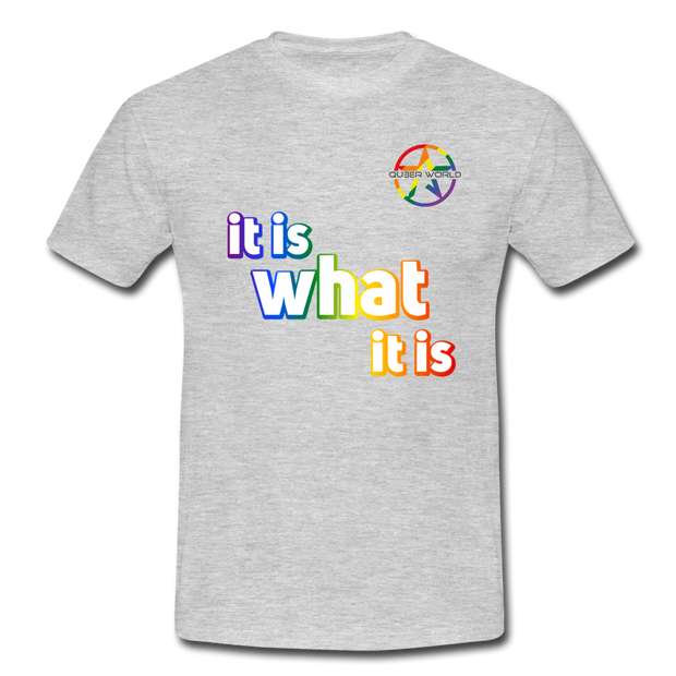 It is what it is T-Shirt mit STAR QueerWorld Logo - Grau meliert