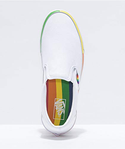 Vans Unisex Slip-On Rainbow Foxing Skate Shoes White Canvas Fashion Sneaker Men 4.5 Women 6