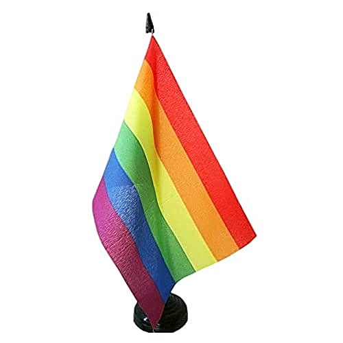 AZ FLAG TISCHFLAGGE Regenbogen 21x14cm - SCHWUL TISCHFAHNE 14 x 21 cm - flaggen