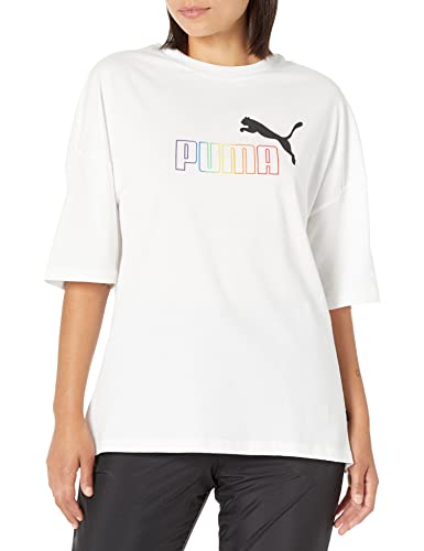 PUMA Damen Essentials+ Regenbogen T-Shirt, Weiß, 3X-Groß