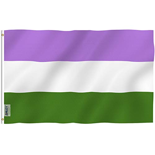 ANLEY Fly Breeze 3x5 Fuß Genderqueer Flagge - Lebendige Farbe und Fade Proof - Leinwand Kopf und doppelt genäht - LGBT Genderqueer Pride Flags Polyester mit Messing Ösen 3 X 5 Ft