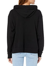 Calvin Klein Damen Logo Long Sleeve Drop Shoulder Hoodie Kapuzenpullover, Schwarz 1, Large