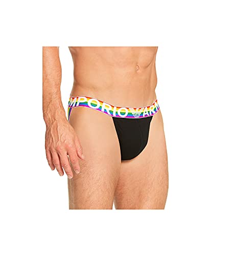 Emporio Armani Underwear Mens Jockstrap Rainbow Jock Strap, Schwarz, L