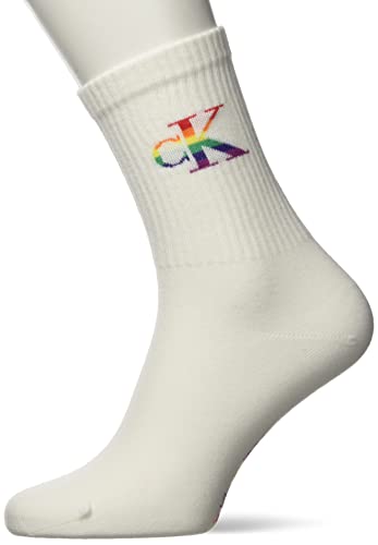 Calvin Klein Womens Pride Crew Sock, White, One Size