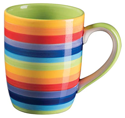 Handbemalte Regenbogen-Tasse mit horizontalen Streifen