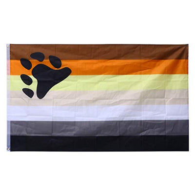 Amosfun Bear Pride Flagge Outdoor Rainbow Gay Lesbian Flag LGBT Support Flag Banner Dekoration Polyester Flagge Ornament 90 x 150 cm