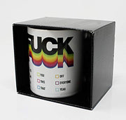 Close Up Fuck Tasse - lustige Tasse zum ankreuzen - Geschenkidee Kaffeetasse, Fuck You Becher | Regenbogen Design | beidseitig Bedruckt