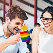 TRIOSK Tasse Regenbogen Flagge Rainbow Liebe LGBT Liebestassen Geschenk für verliebte Paare Valentinstag Sie Ihn Männer Frauen Bunt
