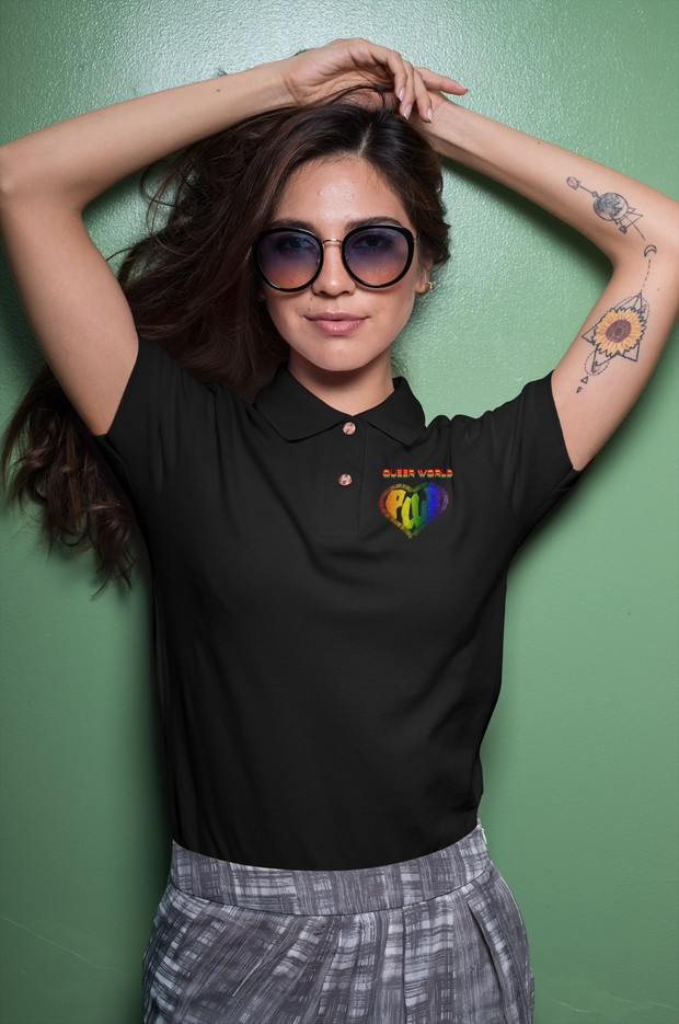 Poloshirt PLUR mit QueerWorld Motiv