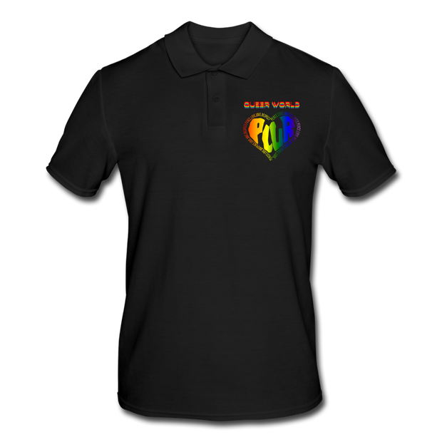 Poloshirt PLUR mit QueerWorld Motiv - Schwarz
