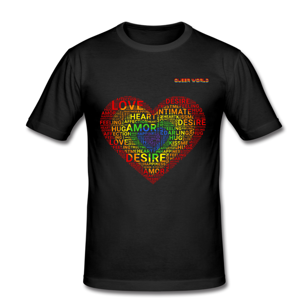 LGBT-LOVE T-Shirt mit QueerWorld Motiv - Schwarz