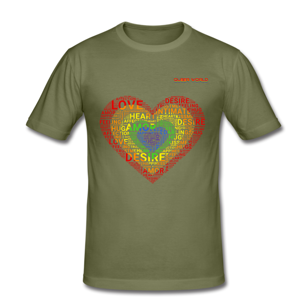 LGBT-LOVE T-Shirt mit QueerWorld Motiv - khaki Grün
