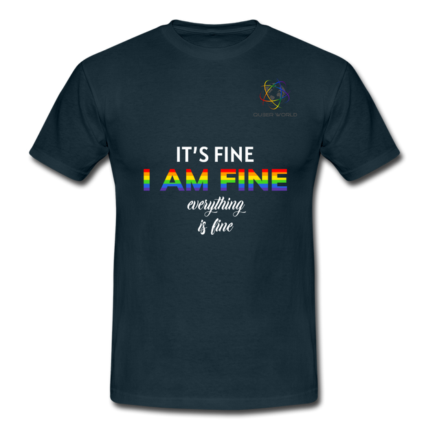 I AM FINE T-Shirt mit QueerWorld Logo - Navy