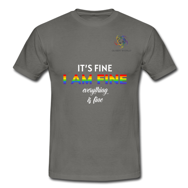 I AM FINE T-Shirt mit QueerWorld Logo - Graphit