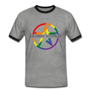 LGBT T-Shirt mit QueerWorld STAR Motiv - Grau meliert/Schwarz