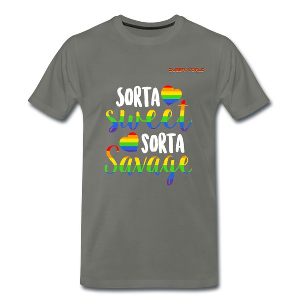 Sorta sweet, sorta savage T-Shirt mit QueerWorld Logo - Asphalt