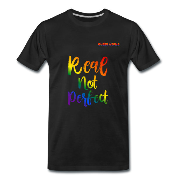 Real not perfect T-Shirt mit QueerWorld Logo - Schwarz