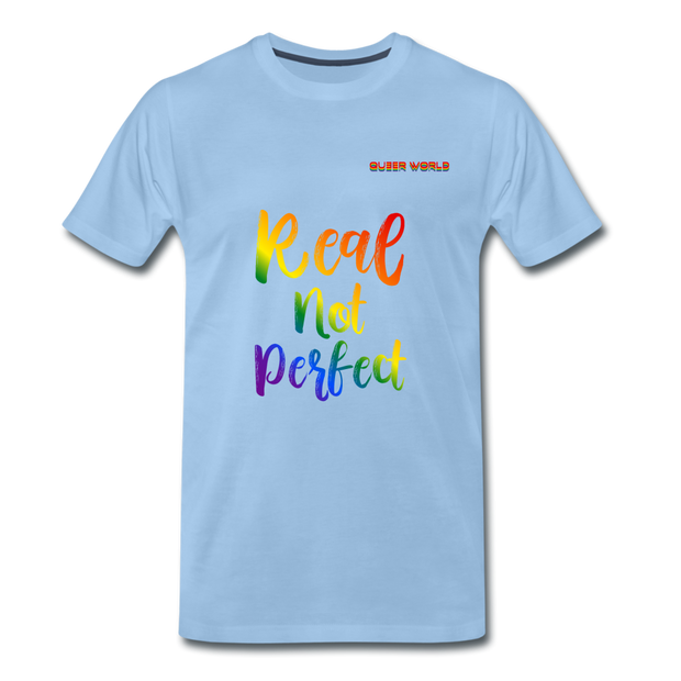 Real not perfect T-Shirt mit QueerWorld Logo - Sky