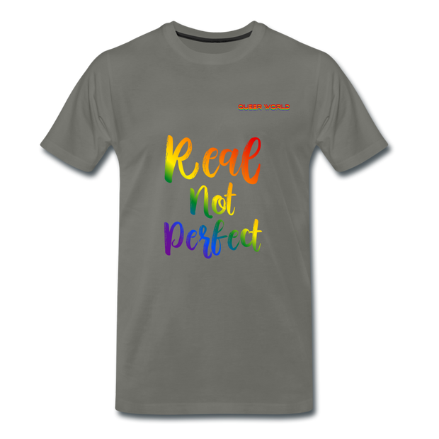 Real not perfect T-Shirt mit QueerWorld Logo - Asphalt