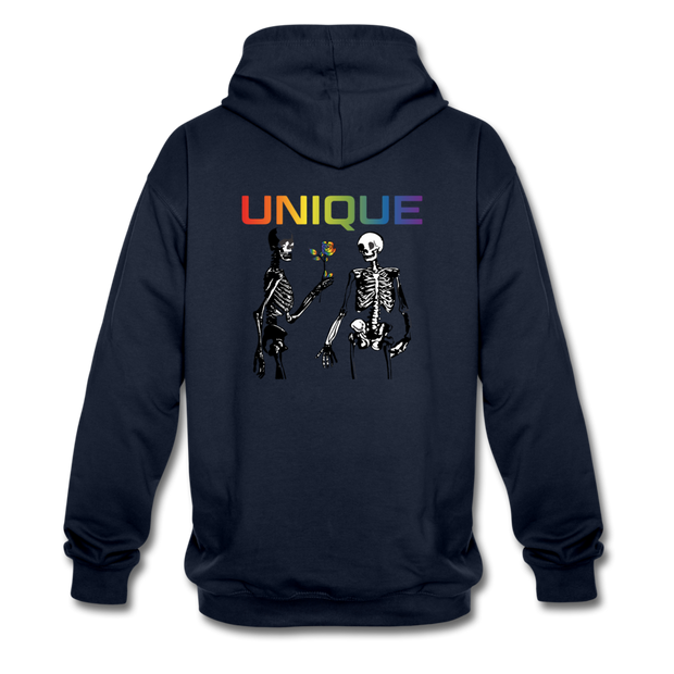 Pullover UNIQUE mit original QueerWorld Logo - Navy/Rot