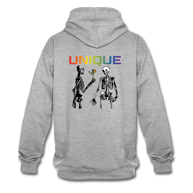 Pullover UNIQUE mit original QueerWorld Logo - Grau meliert/Navy