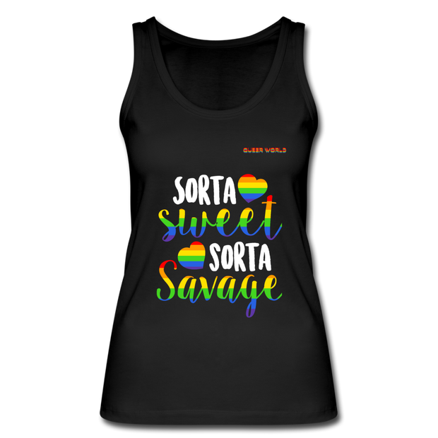 Sorta Sweet, sorta savage Tank Top mit QueerWorld Logo - Schwarz
