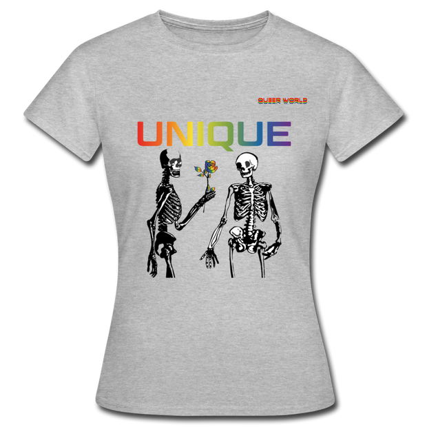 UNIQUE T-Shirt mit QueerWorld Motiv - Grau meliert
