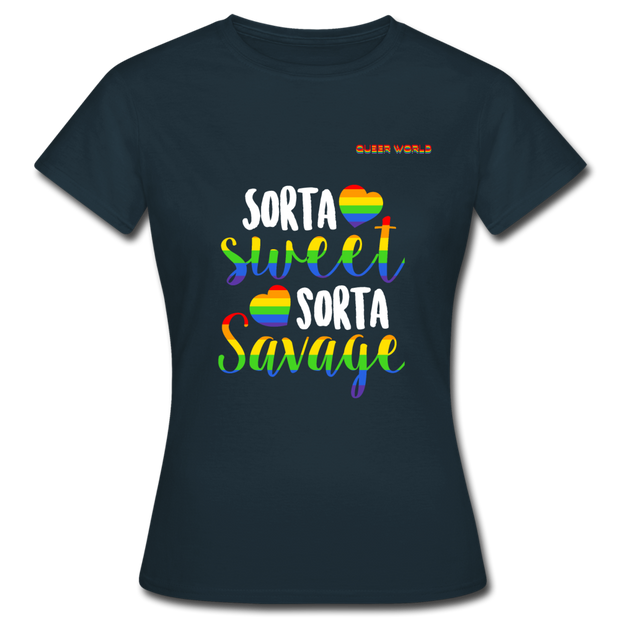 Sorta sweet, sorta savage T-Shirt mit QueerWorld Logo - Navy