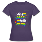 Sorta sweet, sorta savage T-Shirt mit QueerWorld Logo - Dunkellila