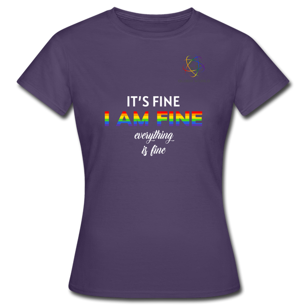 I AM FINE T-Shirt mit QueerWorld Logo - Dunkellila