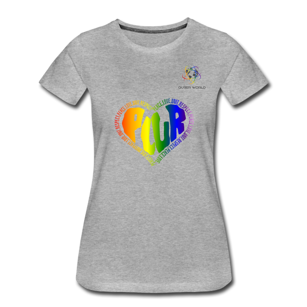PLUR T-Shirt mit original QueerWorld Logo - Grau meliert