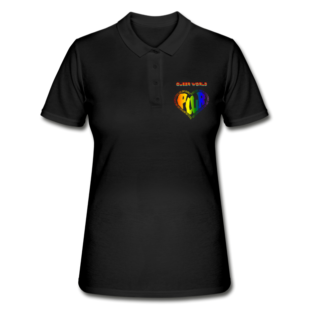Poloshirt PLUR mit QueerWorld Motiv - Schwarz