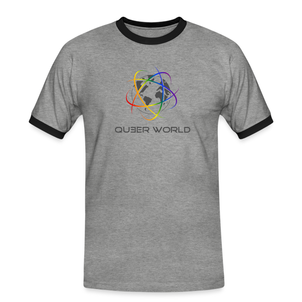 T-Shirt mit original QueerWorld Logo - Grau meliert/Schwarz